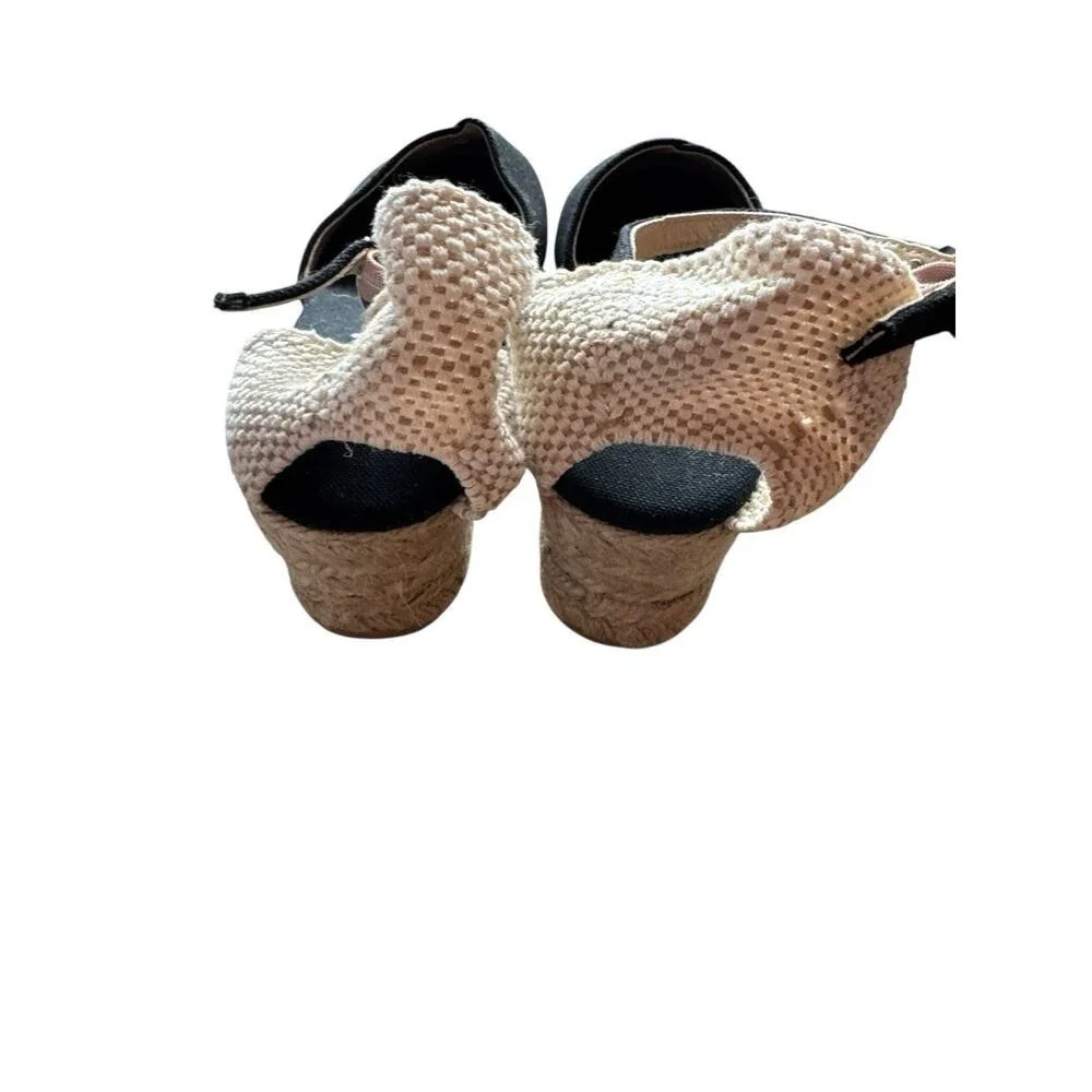 Biakina Women's Black Girona Eco Canvas Vegasn Espadrille Wedges Size 40 US 9